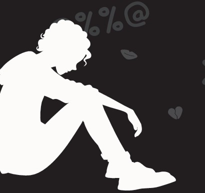 Grafik silhuet - teenager sider ned